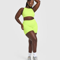 EasyLift™ High Neck Sports Bra with White Logo | Citrus Green