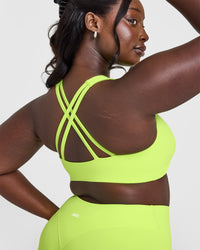 EasyLift™ High Neck Sports Bra with White Logo | Citrus Green