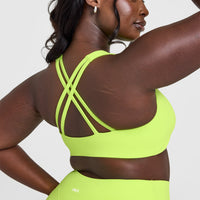 EasyLift™ High Neck Sports Bra with White Logo | Citrus Green