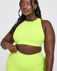 EasyLift™ High Neck Sports Bra with White Logo | Citrus Green