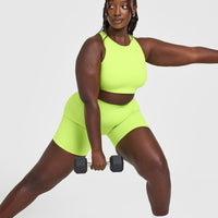 EasyLift™ High Neck Sports Bra with White Logo | Citrus Green