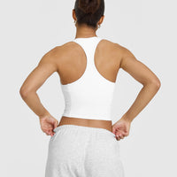 Mellowâ„¢ Rib Square Neck Mid Vest with Built in Bra Shelf | White