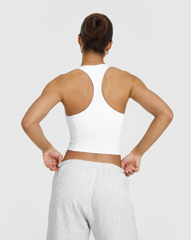 Mellowâ„¢ Rib Square Neck Mid Vest with Built in Bra Shelf | White