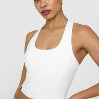 Mellowâ„¢ Rib Square Neck Mid Vest with Built in Bra Shelf | White