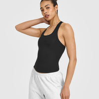 Mellowâ„¢ Rib Scoop Neck Vest with Built in Bra Shelf | Soft Black