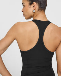Mellowâ„¢ Rib Scoop Neck Vest with Built in Bra Shelf | Soft Black