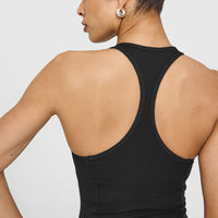 Mellowâ„¢ Rib Scoop Neck Vest with Built in Bra Shelf | Soft Black