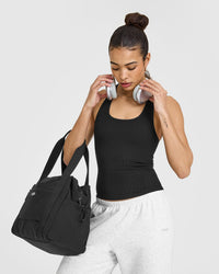 Mellowâ„¢ Rib Scoop Neck Vest with Built in Bra Shelf | Soft Black