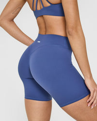 SoftMotion™ Cycling Shorts 8" with White Logo | Shadow Blue