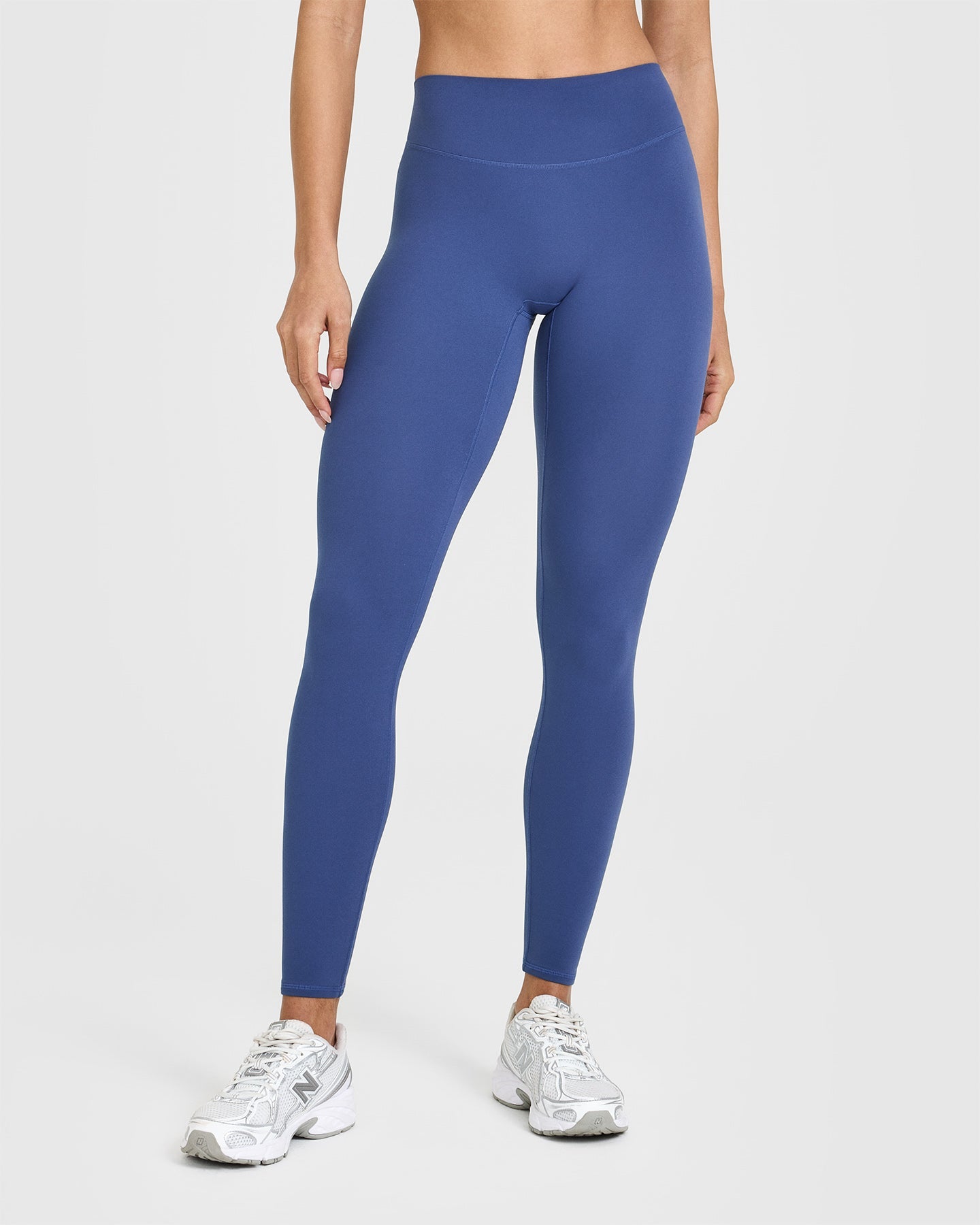 SoftMotion™ Leggings with White Logo | Shadow Blue