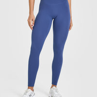 SoftMotion™ Leggings with White Logo | Shadow Blue