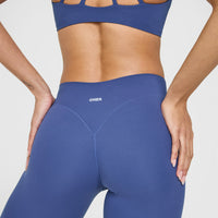 SoftMotion™ Leggings with White Logo | Shadow Blue