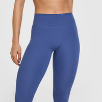 SoftMotion™ Leggings with White Logo | Shadow Blue