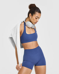 SoftMotion™ Shorts 6" with White Logo | Shadow Blue