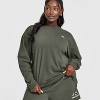 Classic Oversized Lightweight Long Sleeve Top | Dark Khaki