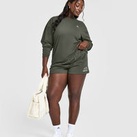 Classic Oversized Lightweight Long Sleeve Top | Dark Khaki