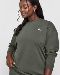 Classic Oversized Lightweight Long Sleeve Top | Dark Khaki
