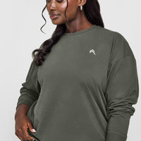 Classic Oversized Lightweight Long Sleeve Top | Dark Khaki