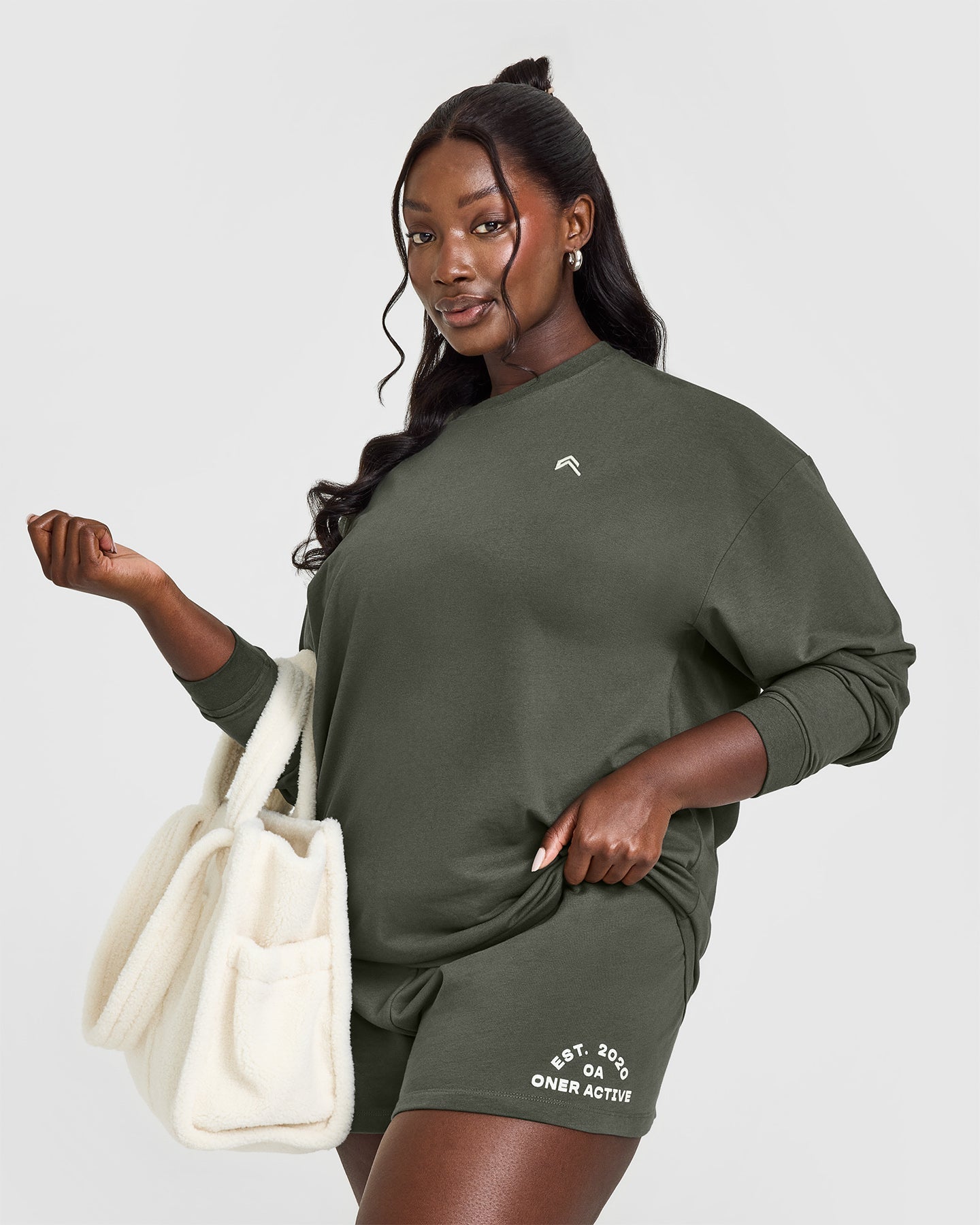 Classic Oversized Lightweight Long Sleeve Top | Dark Khaki