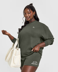 Classic Oversized Lightweight Long Sleeve Top | Dark Khaki