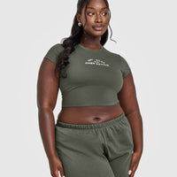 Cotton Baby T-Shirt with Graphic | Dark Khaki