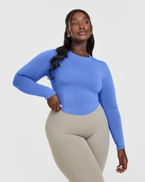 Oner Modal Mellowâ„¢ Soft Mid Long Sleeve Top | Glaucous Blue