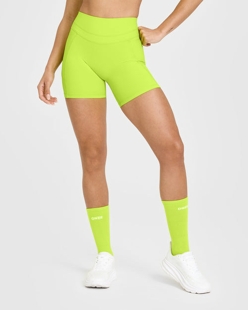 Oner Modal Unified High Waisted Pocket Shorts 6" | Charged Lime Green