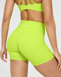 Unified High Waisted Pocket Shorts 6" | Charged Lime Green