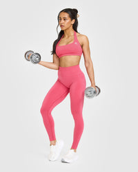 EasyLift™ Halter Bralette with White Logo | Velvet Pink
