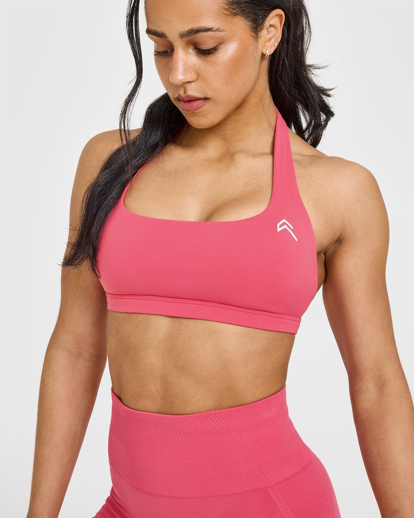 EasyLift™ Halter Bralette with White Logo | Velvet Pink