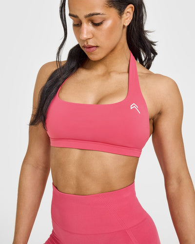 EasyLift™ Halter Bralette with White Logo | Velvet Pink