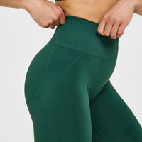 Effortless Seamless Leggings with White Logo | Racing Green