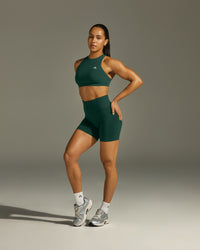 EasyLift™ High Neck Sports Bra with White Logo | Racing Green