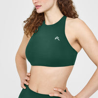 EasyLift™ High Neck Sports Bra with White Logo | Racing Green