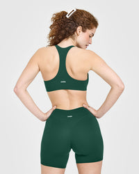 SoftMotion™ Bralette with White Logo | Dark Racing Green