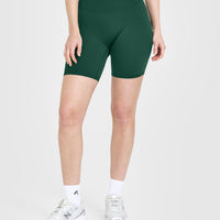 SoftMotion™ Cycling Shorts 8" with White Logo | Dark Racing Green