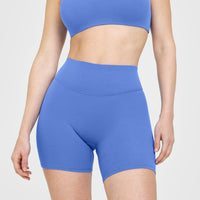 SoftMotion™ Shorts 6" with White Logo | Glaucous Blue