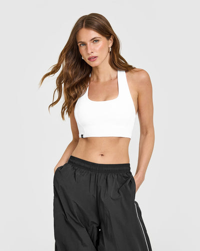 Mellow™ Rib Square Neck Bra | White