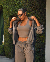 Mellow™ Rib Square Neck Mid Vest with Built in Bra Shelf | Moss Brown