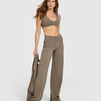 SoftMotion™ Scoop Back Bralette with White Logo | Moss Brown