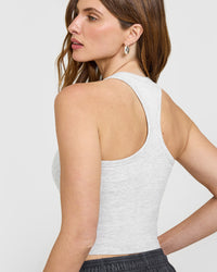 Cotton Fitted Mid Vest | Light Grey Marl