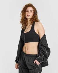 Mellow™ Rib Square Neck Bra | Soft Black