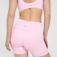 SoftMotion™ Fold Over Shorts 6" with White Logo | Chalk Pink