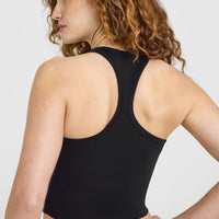 Cotton Fitted Mid Vest | Black