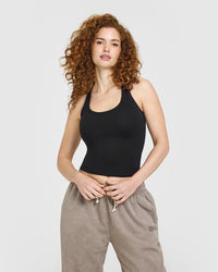 Cotton Fitted Vest | Black