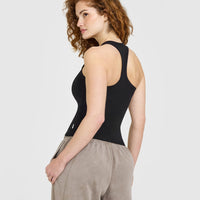 Cotton Fitted Vest | Black