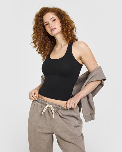 Cotton Fitted Vest | Black