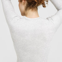 Mellow™ Rib Long Sleeve Cardigan | Light Grey Marl