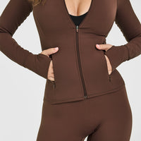 SoftMotion™ Jacket with White Logo | Espresso Brown