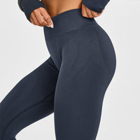 EnhanceLift™ Seamless Leggings with White Logo | True Blue